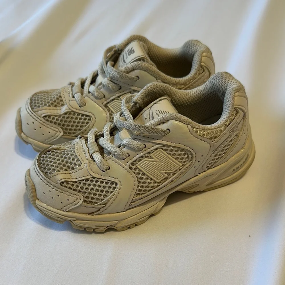 New Balance Kids Beige/Off-White Running Shoes